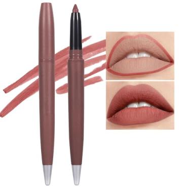 Imagem de WanTuoluo Conjunto de giz de cera labial Matt Nude para batom, lápis de batom fosco, aveludado, macio, à prova d'água e durável, (06, pacote com 1)