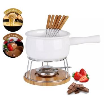 Imagem de Conjunto De Fondue 11 Peças Panela 1,5l Cerâmica Garfos Inox - Casita