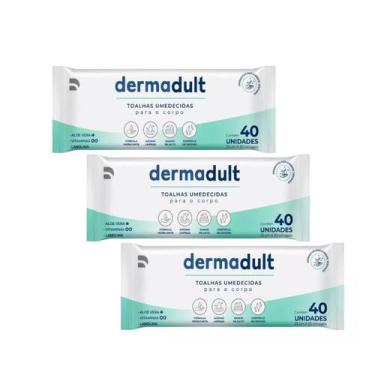 Imagem de Toalha Umedecida Adulto Dermadult c/40un. Kit c/ 3 pacotes