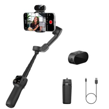 Imagem de AOCHUAN Estabilizador Gimbal de 3 eixos para iPhone e Android, sem aplicativo de rastreamento AI, haste de extensão embutida de 19 cm, estabilizador de telefone para gravação de vídeo, tela OLED