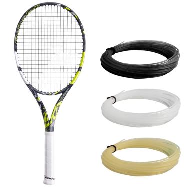 Imagem de Babolat Raquete de tênis Pure Aero Lite (aderência de 12,5 cm) – amarrada com 16 g White Babolat Syn Gut na tensão média