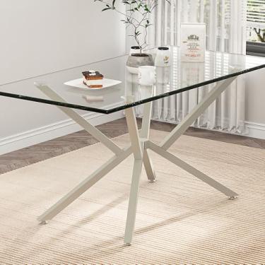 Imagem de sumatos Base de mesa de metal de 76 cm para sala de jantar, pernas de mesa resistentes para tampos de vidro, mármore e madeira, pernas de móveis para casa, cozinha, escritório (prata)