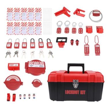 Imagem de Kit de Saco de Marcha de Bloqueio, Mais de 70 PCs Com Cadeado de Segurança e Bloqueio HASP & Ball Válvula e Plug e Válvula de Portão Elétrica e Disjuntor e para o Kit