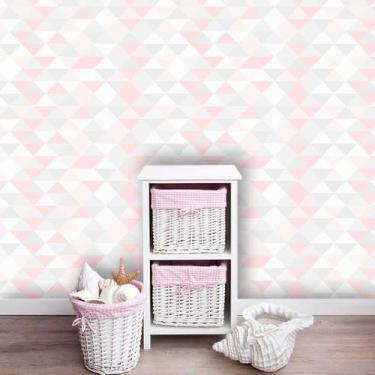 Imagem de Papel de Parede Triângulos em Tons de Rosa e Cinza 250 - Inove Papéis 