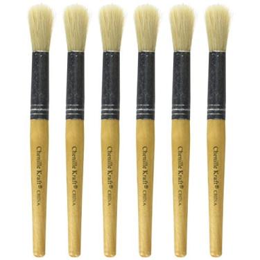 Imagem de School Smart Pincéis de Pintura Natural Stubby – Cabo de 19 cm – Conjunto de 6