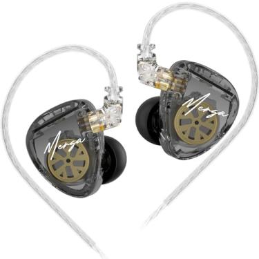 Imagem de KZ Merga in Ear Monitor com fio, driver dinâmico duplo, fones de ouvido intra-auriculares KZ, fones de ouvido estéreo HiFi para músicos (cabo preto e banhado a prata, sem microfone)