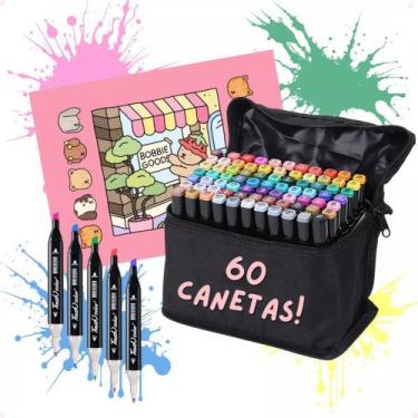 Imagem de Kit 80 Canetas Ponta Dupla + Livro Bobbie Goods - FAM