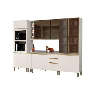 Imagem de Kit Cozinha Modulada 8 Peças Connect (1Aéreos+2Balcões+2Paneleiros+3Complementos) C8P05 Off White - Henn
