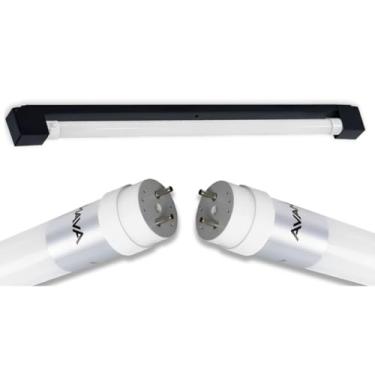 Imagem de Kit Calha Sobrepor Lâmpada Tubular Led 1,2m Preto + Lâmpada T8 18w Branco Quente