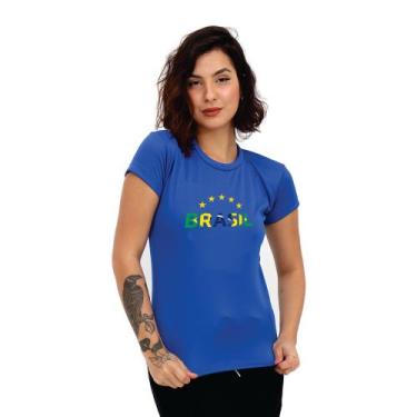 Imagem de Camiseta Feminina Dry Fit Azul Brasil Copa Techmalhas DFTFEMBREST10, G