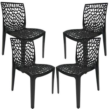 Imagem de Kit 04 Cadeiras Sala De Jantar Gruvyer F03 Preto