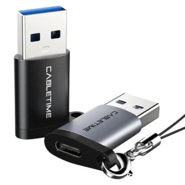 Imagem de Adaptador CableTime USB C Macho Para USB 3.0 Fêmea OTG Cinza