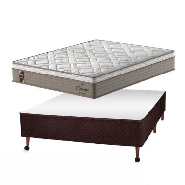 Imagem de Conjunto Probel Cameron Euro Pillow Box Castor Revolution Híbrido Marrom Casal 138x188x70cm