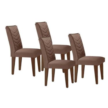 Imagem de Cadeira Sala De Jantar Londrina Madeira Kit 4 Un Capuccino - Veludo Capuccino - Rufato
