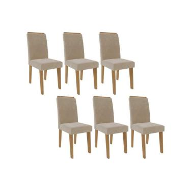 Imagem de Cadeira Sala De Jantar Taís Kit 6 Un Savana-nature-suede Nude Bege - Cimol