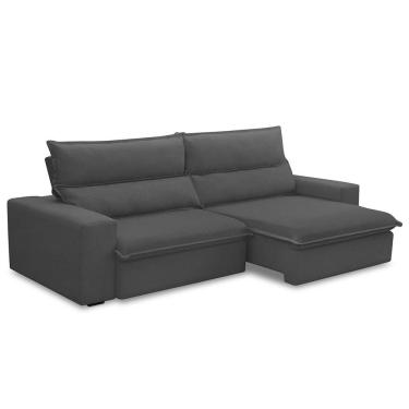 Imagem de Sofá Retrátil Reclinável Para Sala 3 Lugares 210cm Senzi F04 Veludo Cinza Escuro - Lyam Decor