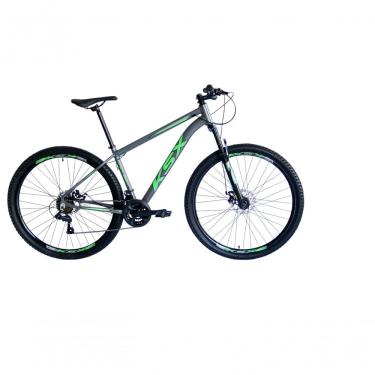 Imagem de Bicicleta Aro 29 Ksx Sd7 21v Cabos Internos Alumínio Freios A Disco Garfo Suspensão Grafite Verde Tamanho 17