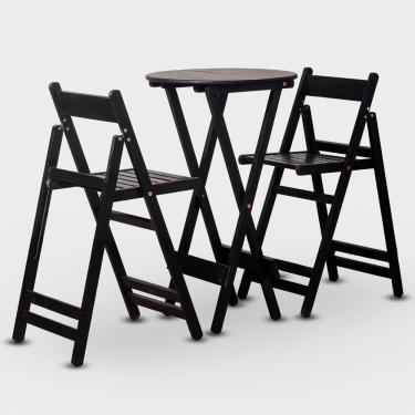 Imagem de Conjunto De Mesa Bistrô Redondo E 02 Cadeiras Cor Preta