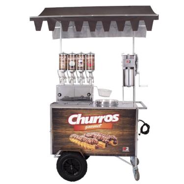 Imagem de Carrinho De Churros Gourmet R2 4 Doceiras E Masseira Com Resistência 220v R0081-2