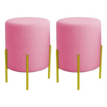 Imagem de Kit 2 Puffs Orgânicos Veludo Thor Com Pés De Ferro Dourado - 7 Decor, 