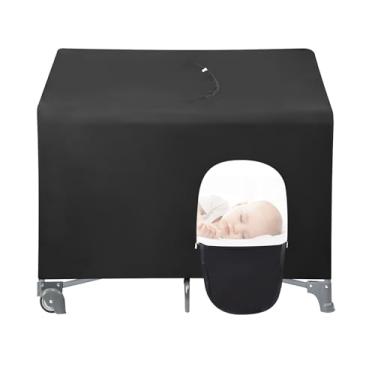 Imagem de PandaEar Capa Blackout Para Cercadinho Portátil, Tenda Com Cobertura Respirável Berço, Rede Elástica Portátil Bebês, Áreas Internas E Externas