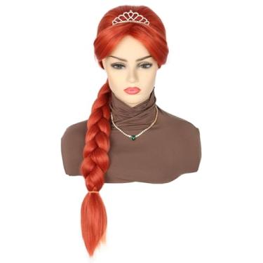 Imagem de Topcosplay Peruca De Fantasia Princesa Para Meninas, Tranças Vermelhas, Perucas Festa Halloween E Cosplay