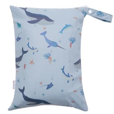 Imagem de HALAA VAUVA Bolsa Impermeável Para Fraldas De Bebê Com Alça, Reutilizável, Dois Bolsos Zíper, Viagem, Praia, Piscina, Creche, Trajes Banho Ou Roupas, Azul