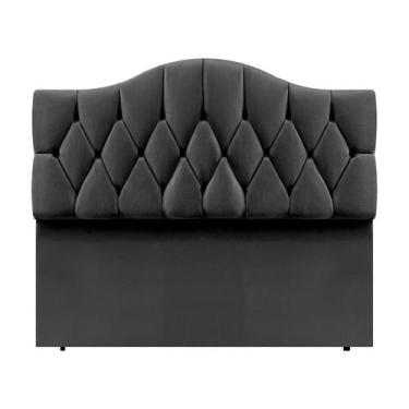 Imagem de Cabeceira Solteiro Cama Box Botões Provençal Chumbo Suede Com Pés 120C