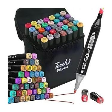 Imagem de Caneta Marcador Para Colorir Desenho Profissional 36, 48, Bobbie Goods, Capivara e Sticth, Cores Conjunto De Canetinhas Pontas Duplas Codificados por Cores Vivas para Desenho (36)