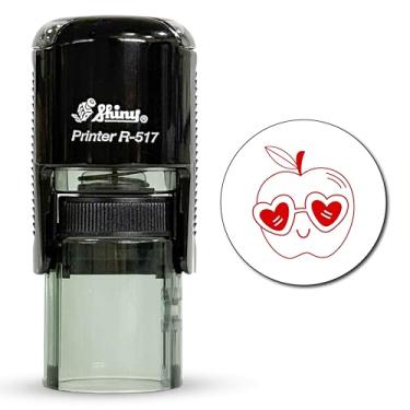 Imagem de Shiny Carimbo legal de professor da Apple, carimbo redondo com autotinta para sala de aula, tinta vermelha