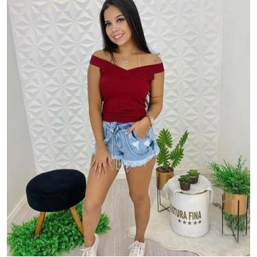 Imagem de Blusa ombro a ombro sem manga canelada - filo modas, Preto, P