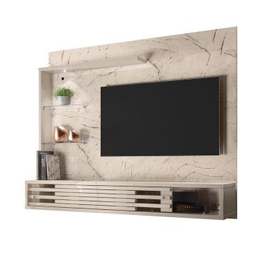 Imagem de Painel Bancada Suspensa Para Tv 60 Polegadas Frizz Select - 7 Decor Calacata E Off White