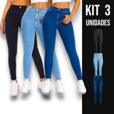 Imagem de Kit c/3 Calças Jeans Skinny Femininas Elastano Slim Estica 448 - Iron,