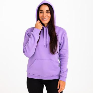 Imagem de Blusa Moletom Feminina Confortável Com Capuz Algodão Flanelado Frio - 