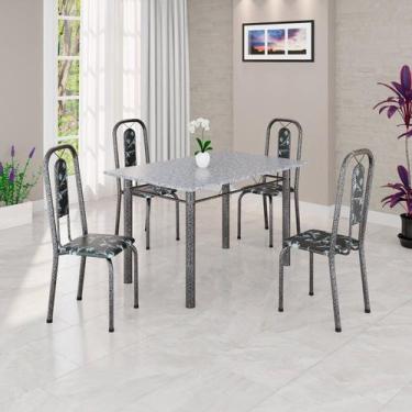 Imagem de Conjunto de Mesa Tubular 120cm X 75cm Tampo Granito Ocre com 4 Cadeira