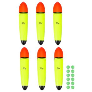 Imagem de YELARXI Boias deslizantes de pesca, boias de espuma EVA com contas de peixe, flutuação de 80 ml, adequada para poleiro, carpa, rolhas, água salgada, água doce (pacote com 6, vermelho/amarelo)
