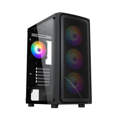 Imagem de Gabinete Kalkan Joturn Mid Tower Vidro Temperado RGB Com 4 Fans Preto