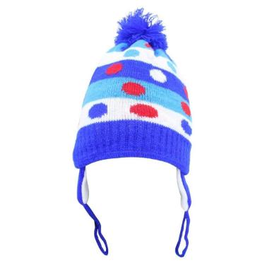 Imagem de Touca Gorro Infantil Azul Bolinhas Coloridas Tamanho Único