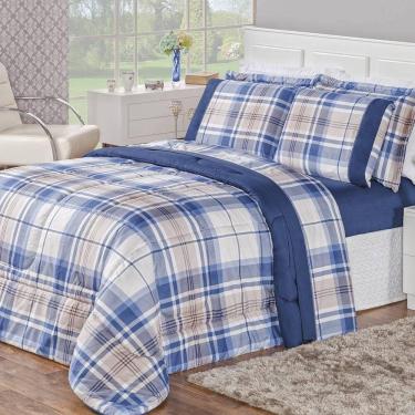 Imagem de Kit Edredom Estampado Micropercal 200 Fios Casal 03 Peças - Titânio