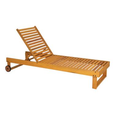 Imagem de Espreguicadeira Madeira Com Rodas 2 Posicoes - Ate 130kg