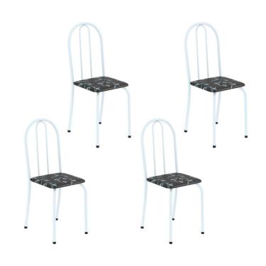 Imagem de Kit 4 Cadeiras Tubular 89x37x42 Cm Ane B Preto/ Branco