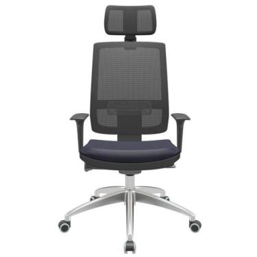 Imagem de Cadeira Office Brizza Tela Preta Com Encosto Assento Facto Dunas Azul 