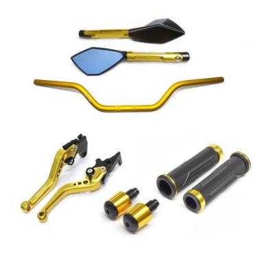 Imagem de Kit Guidão 22mm Manopla XL TM2 Manete Cg150 A Disco Cb250f - Stark Rac