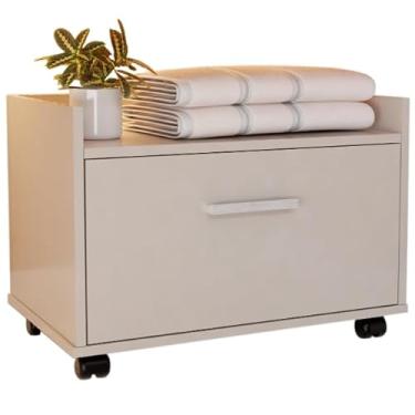 Imagem de Armario Gabinete Para Banheiro Lavabo Com Gaveta E Rodinhas(Off White)