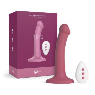 Imagem de Dildo Com Ventosa E Vibrador Recarregável Go Vibe Nina Rosa