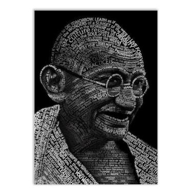 Imagem de Placa Decorativa Mahatma Gandhi Ilustração Frases Poster Quarto Sala