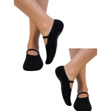 Imagem de Kit 2 Pares Meias Sapatilha Selene Feminina Pilates K7700, Preto, Pret