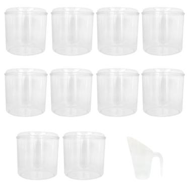 Imagem de Kit 10 Potes Acrílico Redondo com Tampa 8,6l + Conchas 600ml - Ex Pote