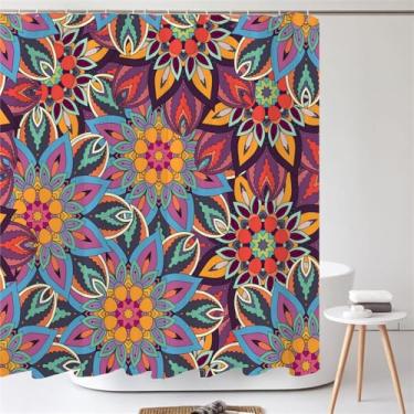 Imagem de Cortina de chuveiro estilo banheiro, tecido de poliéster, cortina de banho 180x180cm com 12 ganchos, SK2414, L210xA180cm