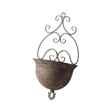 Imagem de KiBcsLic Vaso de flores suspenso para parede, suporte para plantas, vaso de ferro, de parede para pendurar, para pátio, corrimão, cerca, Grande